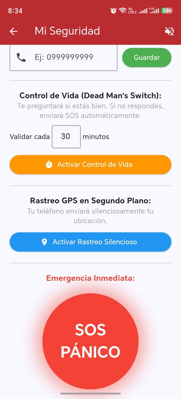 Pantalla de G Reader: Botón de pánico